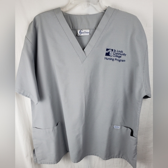 Lot of 2 St.louis Community College Nursing Program Gray Scrub Tops Sz 2XL - Picture 5 of 9